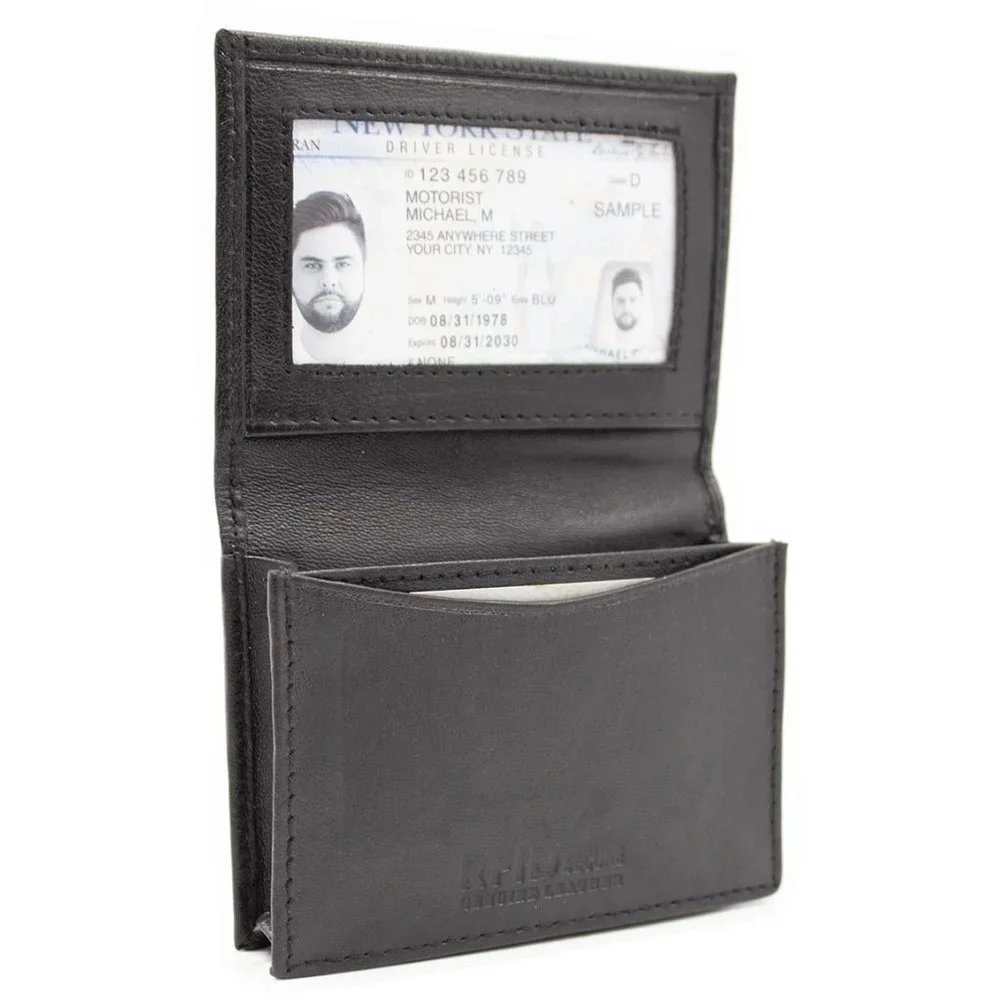Genuine Leather Men's Card Case, Card Holder with RFID Blocking